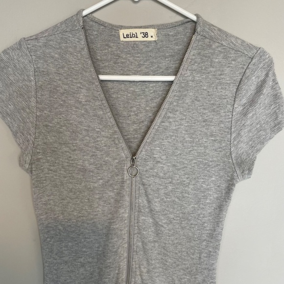 Grey O-Ring Zipper Midi Dress Medium - Picture 7 of 10